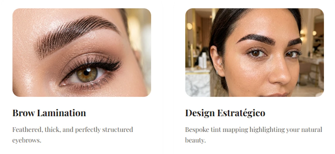Brows Clinic eyebrow and lip treatment service cards