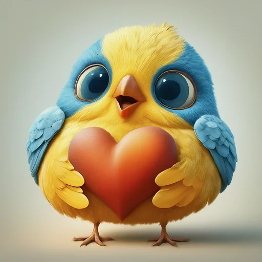 WebBirdie bird holding a heart